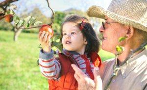 Girl and grandparent together as a way to reduce separation anxiety